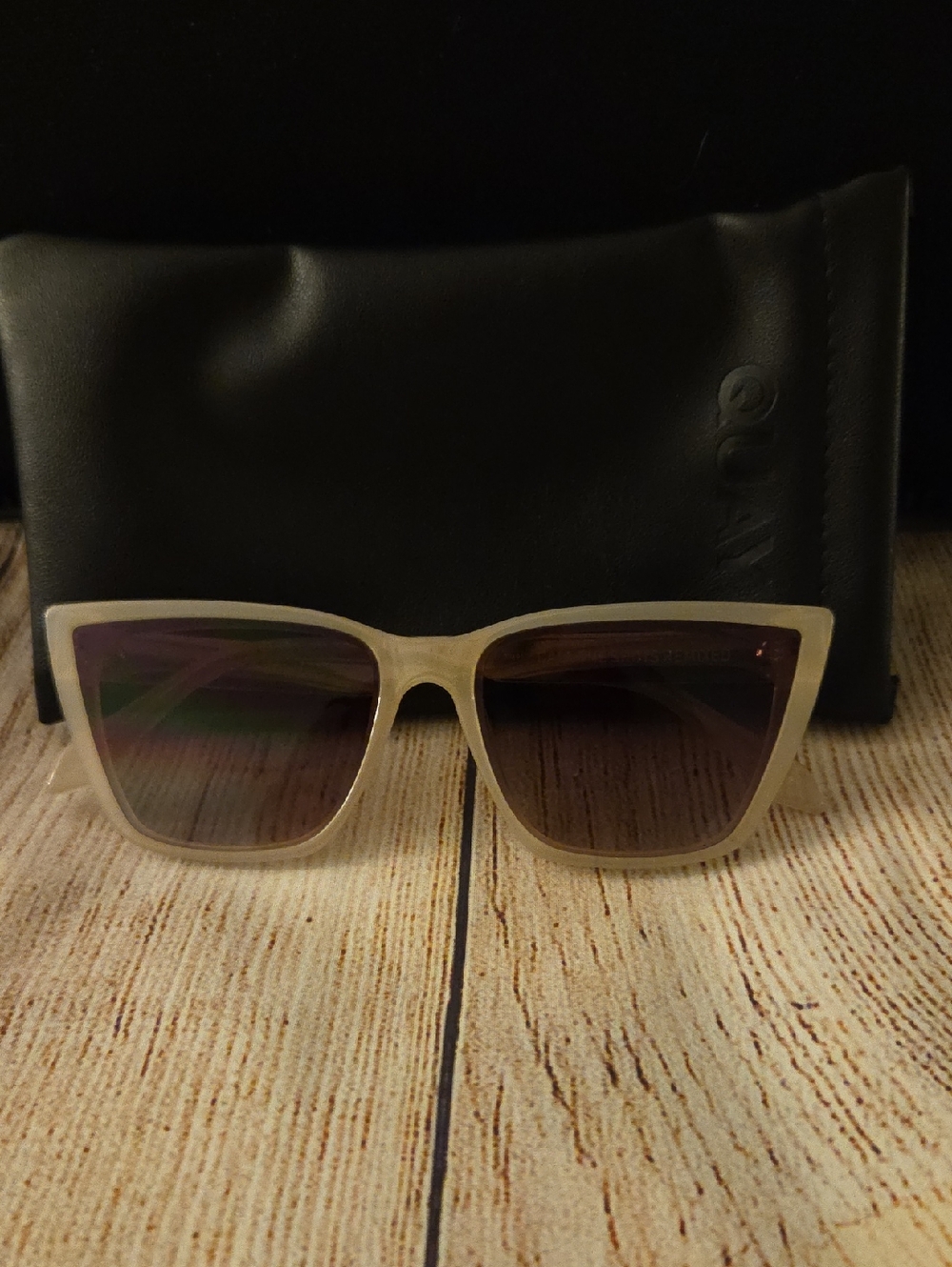 Women's Cream Cat-Eye Sunglasses with Brown Gradient Lenses